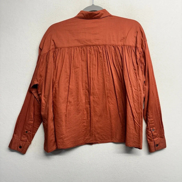 Demylee Button Down Shirt Orange Cotton S Long Sleeve - Picture 2 of 6